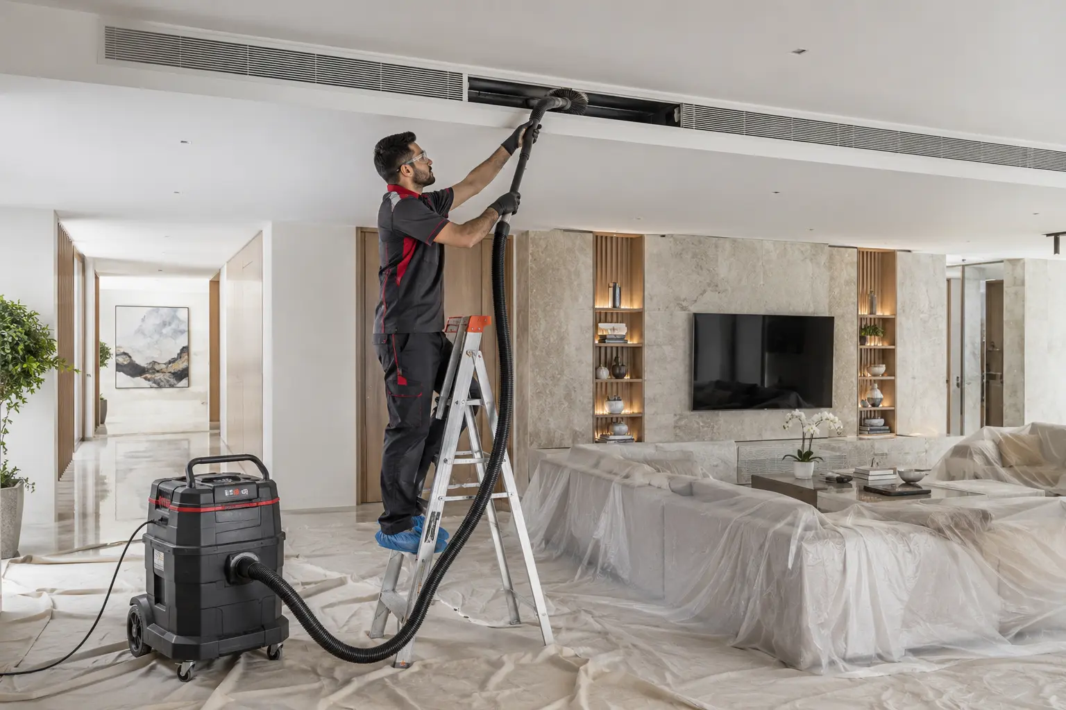 AC duct cleaning in a modern Dubai property